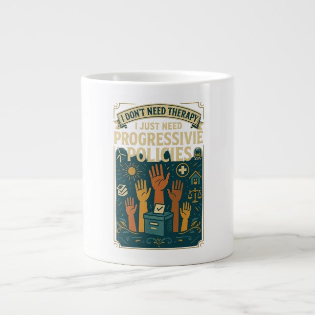 Ich brauche keine Therapie, ich brauche progressiv Jumbo-Tasse (Vorderseite)