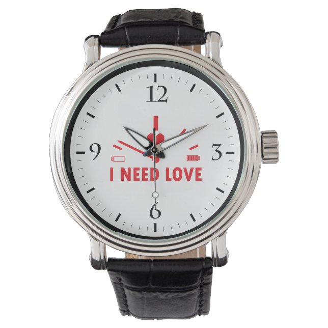 Ich brauche Liebe-Tachometer-T - Shirt Armbanduhr (Vorderseite)