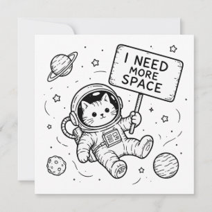 Ich brauche mehr Platz Lustige Katzen-Astronautin Einladung