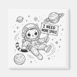 Ich brauche mehr Platz Lustige Katzen-Astronautin Magnet