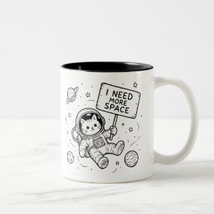 Ich brauche mehr Platz Lustige Katzen-Astronautin Zweifarbige Tasse