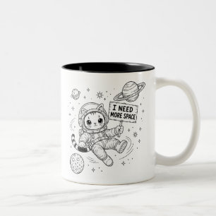Ich brauche mehr Platz Lustige Katzen-Astronautin Zweifarbige Tasse