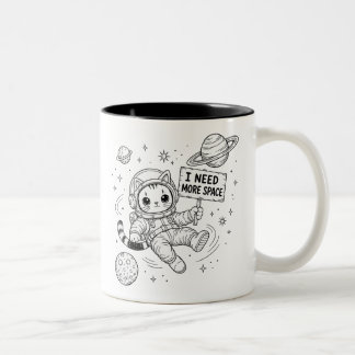 Ich brauche mehr Platz Lustige Katzen-Astronautin Zweifarbige Tasse