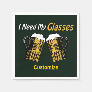 Ich brauche meine Brille Bier Spaß Party Napkins Serviette