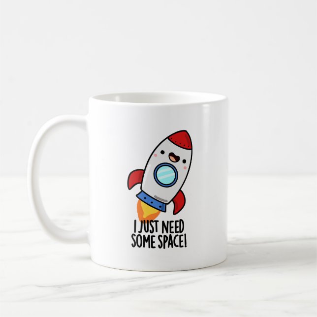 Ich brauche nur ein wenig Weltraum-Funny-Raketenpu Kaffeetasse (Links)