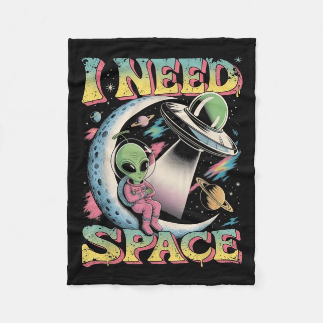 Ich brauche Raumastronomie-Alien Retro Fleecedecke (Vorderseite)
