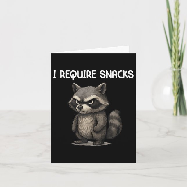 Ich brauche Snacks Funny Raccoon Meme Snack Lover  Karte (Vorderseite)