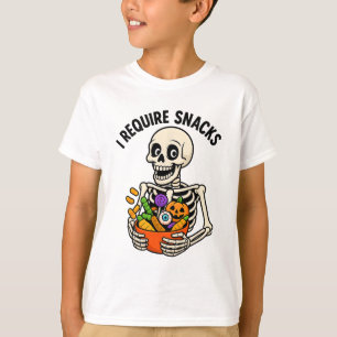Ich brauche Snacks Funny Skeleton Halloween Meme T-Shirt