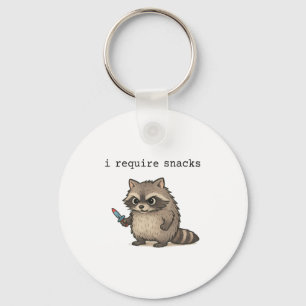 Ich brauche Snacks Raccoon Funny Angry Trash Panda Schlüsselanhänger