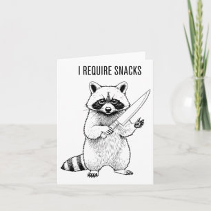 Ich brauche Snacks Raccoon Funny Halloween Retro A Karte
