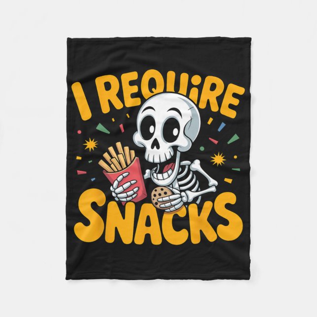 Ich brauche Snacks Spaß Halloween Skeleton Meme Fa Fleecedecke (Vorderseite)
