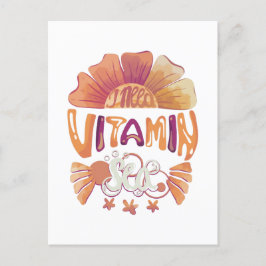 Ich brauche Vitamin-Meer: Handgezeichnete Sonnenun Postkarte
