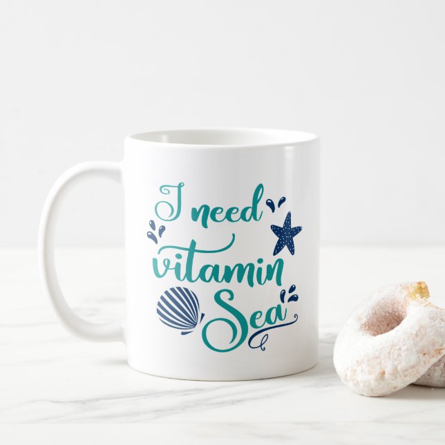 Ich brauche Vitamin Meer Kaffeetasse (Mit Donut)