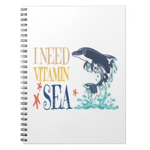Ich brauche Vitamin Meer Lustiger Orca Delfin Somm Notizblock
