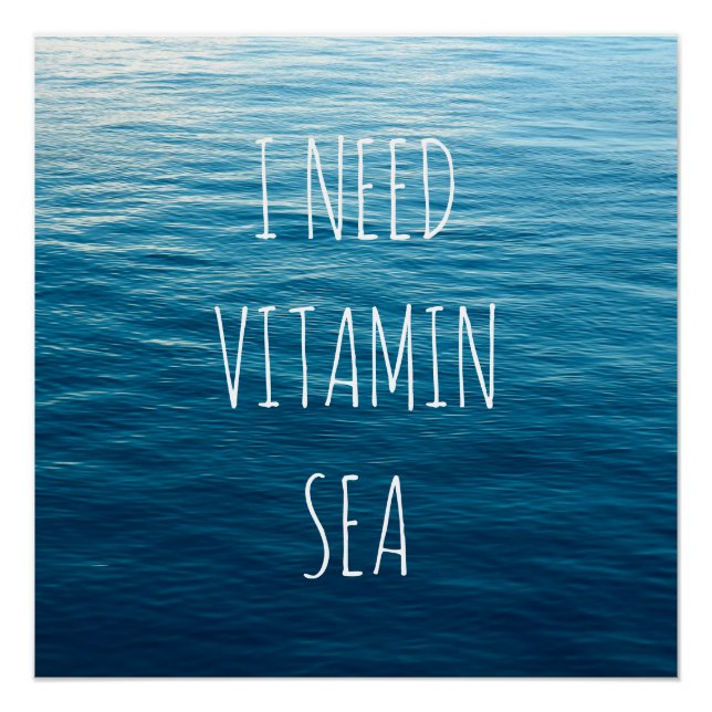 ICH BRAUCHE VITAMIN MEER - Plakat mit Meeresgrund. Poster (Vorderseite)