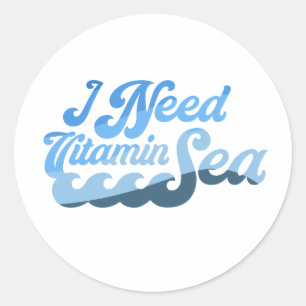 Ich brauche Vitamin Meer Runder Aufkleber