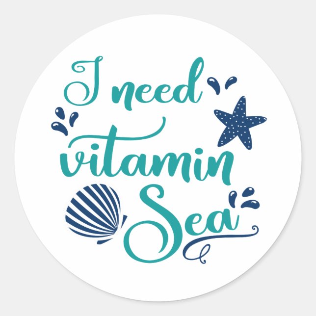 Ich brauche Vitamin Meer Runder Aufkleber (Vorderseite)