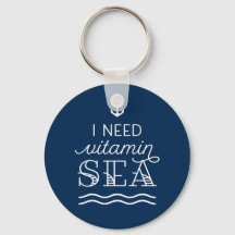 Ich brauche Vitamin Sea Navy Button Schlüsselanhän