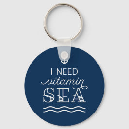 Ich brauche Vitamin Sea Navy Button Schlüsselanhän Schlüsselanhänger