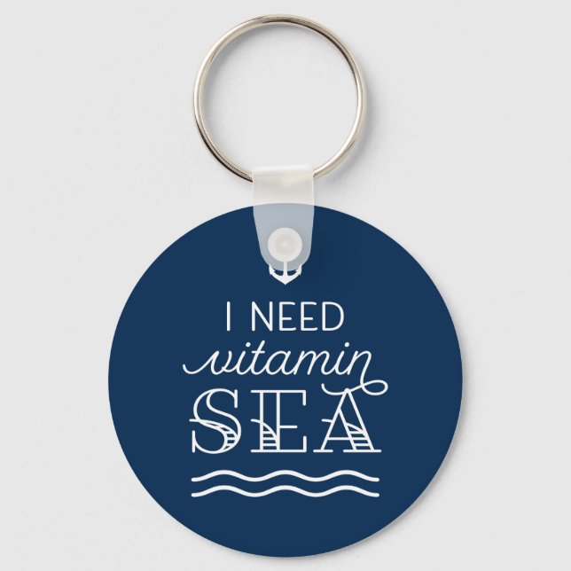 Ich brauche Vitamin Sea Navy Button Schlüsselanhän Schlüsselanhänger (Vorderseite)