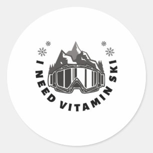 Ich brauche Vitamin Ski Runder Aufkleber