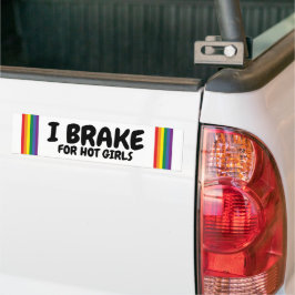 Ich bremse für heiße Mädchen Regenbogen Pride Gay  Autoaufkleber