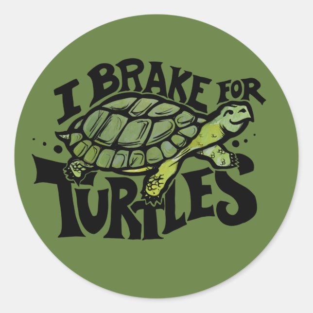 Ich bremse für Schildkröten Runder Aufkleber (Vorderseite)