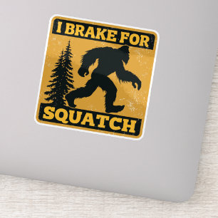 Ich bremse für Squatch Retro Bigfoot Schwarz und G Aufkleber
