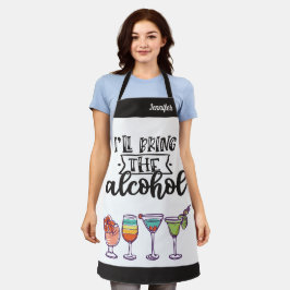 Ich bringe die alkoholischen bunten Cocktails humo Schürze