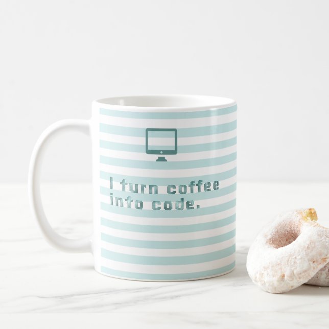 Ich bringe Kaffee in Code. Tasse des Programmierer (Mit Donut)