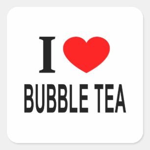 Ich ❤️ BUBBLE TEE Ich liebe Bubble Tea Ich liebe B Quadratischer Aufkleber