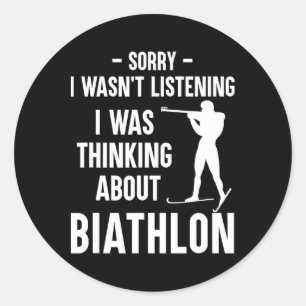 Ich dachte über Biathlon nach - Ski Shooting Bi Runder Aufkleber