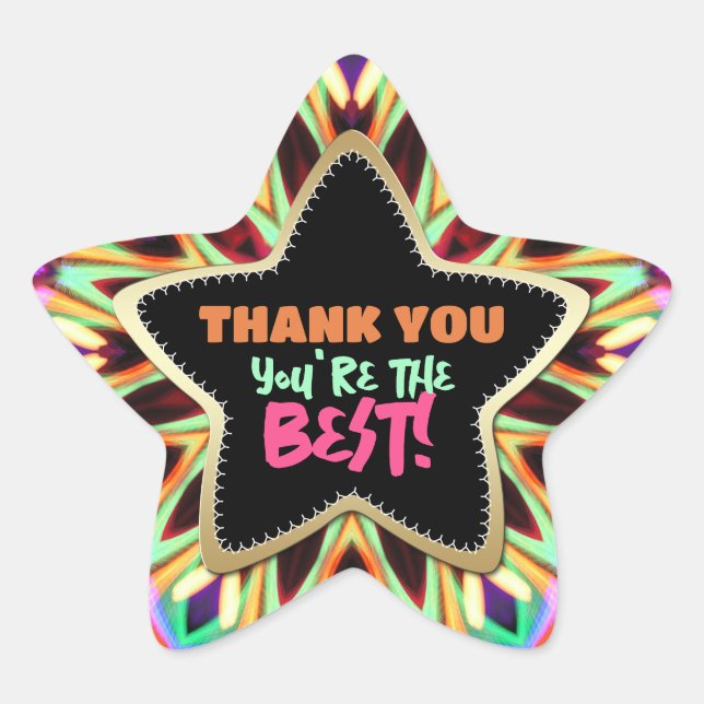 Ich danke dir, dass du der beste Regenbogenfarben- Stern-Aufkleber (Vorderseite)