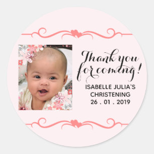 ICH DANKE IHNEN, DASS SIE KOMMEN! Christening Stic Runder Aufkleber