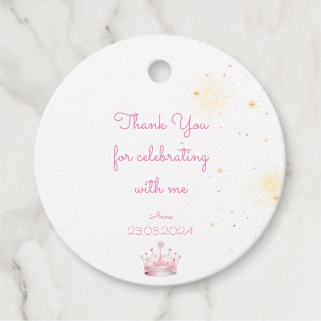 Ich danke Prinzessin Birthday einmal Geschenkanhänger (Vorderseite)