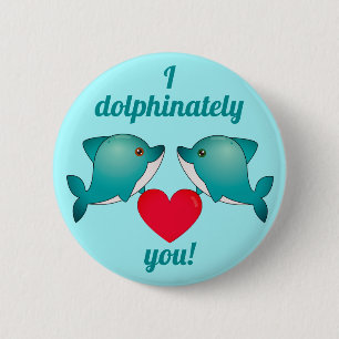 Ich Delphinat Liebe Sie [Kawaii Delfin Paar]! Button