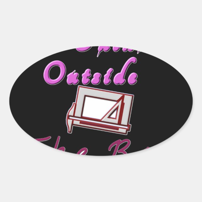 Ich denke aus der Box: Kreatives Design Ovaler Aufkleber (Vorderseite)