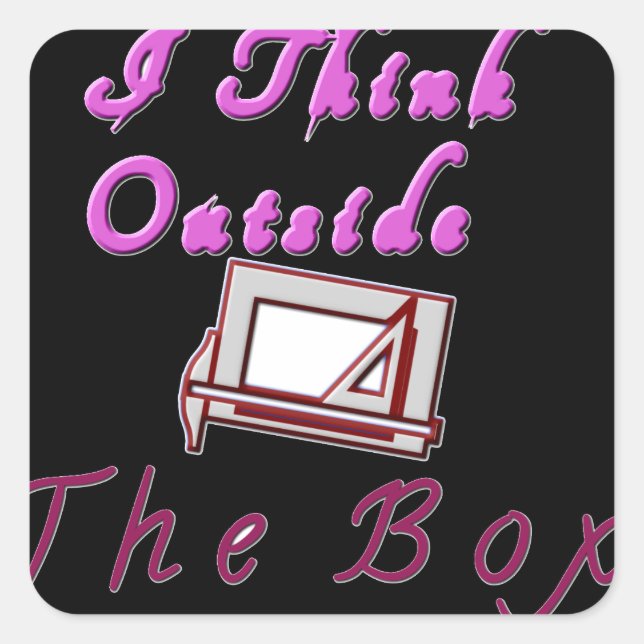 Ich denke aus der Box: Kreatives Design Quadratischer Aufkleber (Vorderseite)