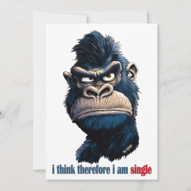 Ich denke daher, ich bin Single Dankeskarte (Vorderseite)