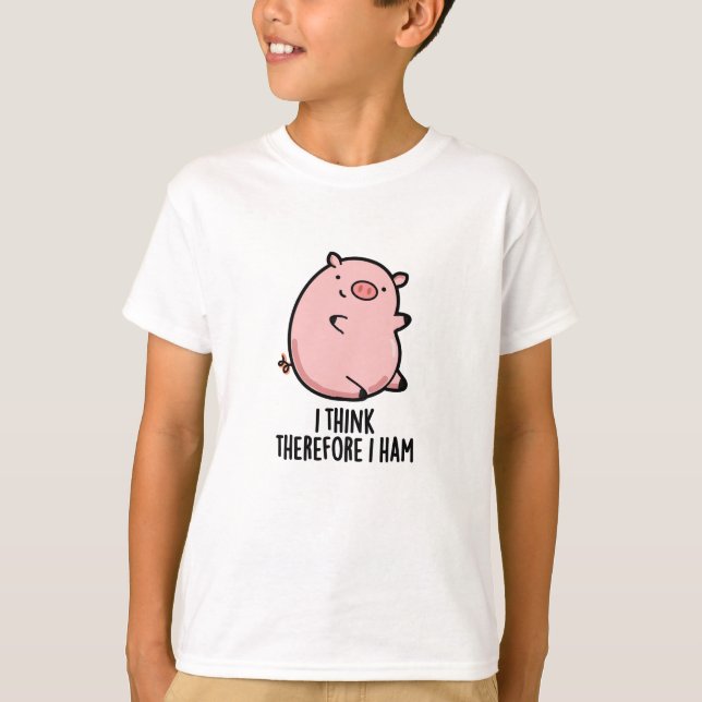 Ich denke daher, ich ham Funny Pig Puff T-Shirt (Vorderseite)