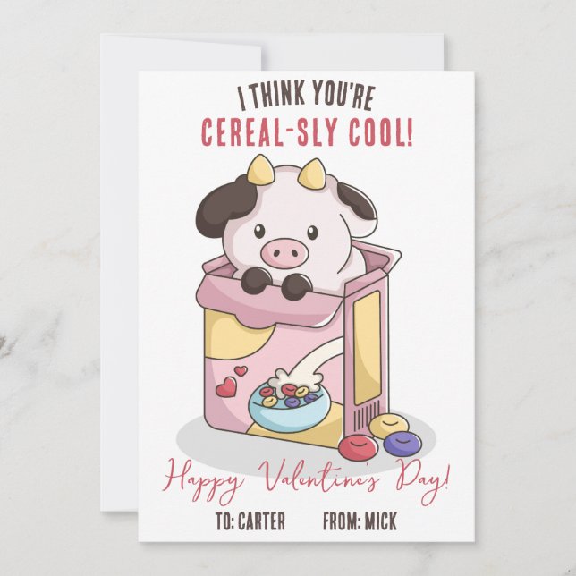 Ich denke, du bist makellos Cool! Cereal Valentine Einladung (Vorderseite)