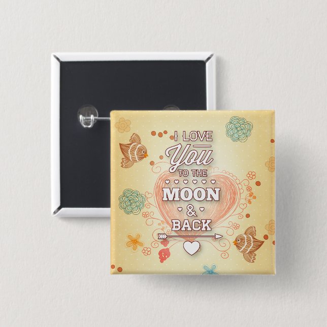 Ich  dich zum Mond und zurück Button (Vorne & Hinten)
