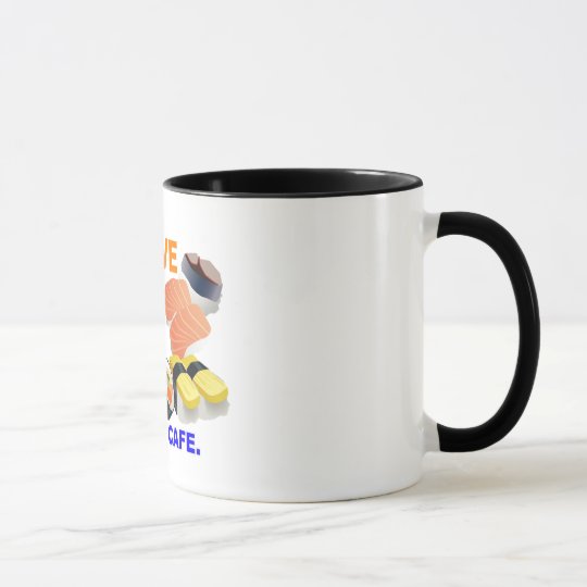 "Ich diene Sushi an meinem Café" Wecker-Tasse Tasse