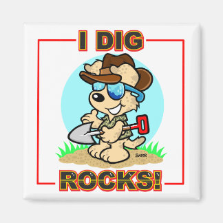 Ich Dig Rocks! Square Magnet