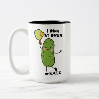 Ich dinke bei Morgengrauen Pickleball Lustiges Spi Zweifarbige Tasse