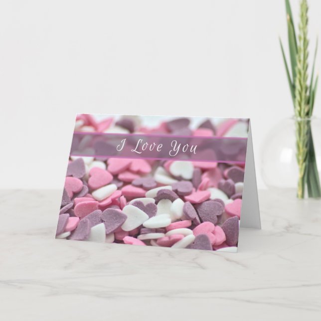 Ich  dir meine süße Valentine mit Zuckerherzen! Karte (Vorderseite)