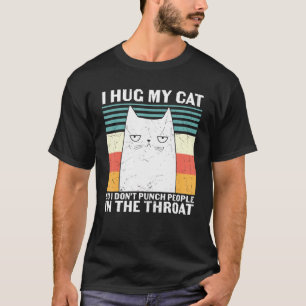 Ich drücke meine Katze, damit ich keine Leute in d T-Shirt