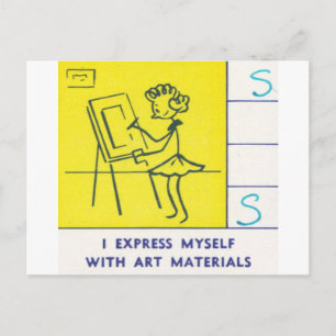 Ich drücke mich mit Kunstmaterialien aus Postkarte