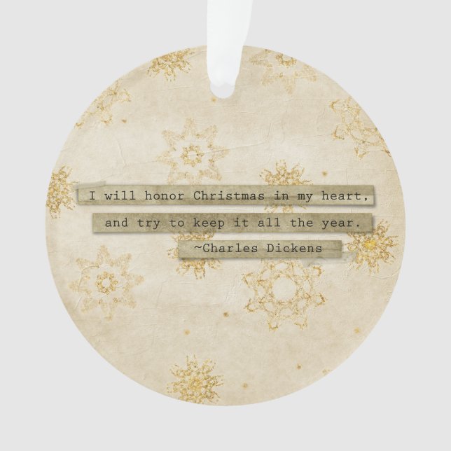 Ich ehre Weihnachtscharles- dickensschneeflocke Ornament (Vorderseite)