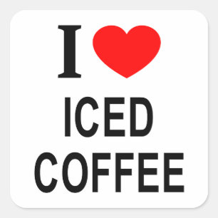 Ich ❤️ EISKAFFEE ICH LIEBE EISKAFFEE ICH HERZ EISK Quadratischer Aufkleber